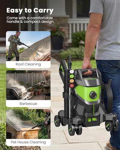 Image of Pressure Washer, KVAOK Power Washers Foam Cannon & 4-Wheel Compact Cleaner