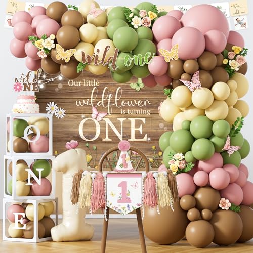 Wildflower 1st Birthday Party Decorations Girls Floral Wild One Birthday Supplies Spring Wild Flower Birthday Decor for First Girl Our Little Wildflower is Turning One Balloon Wild and Onederful Decor