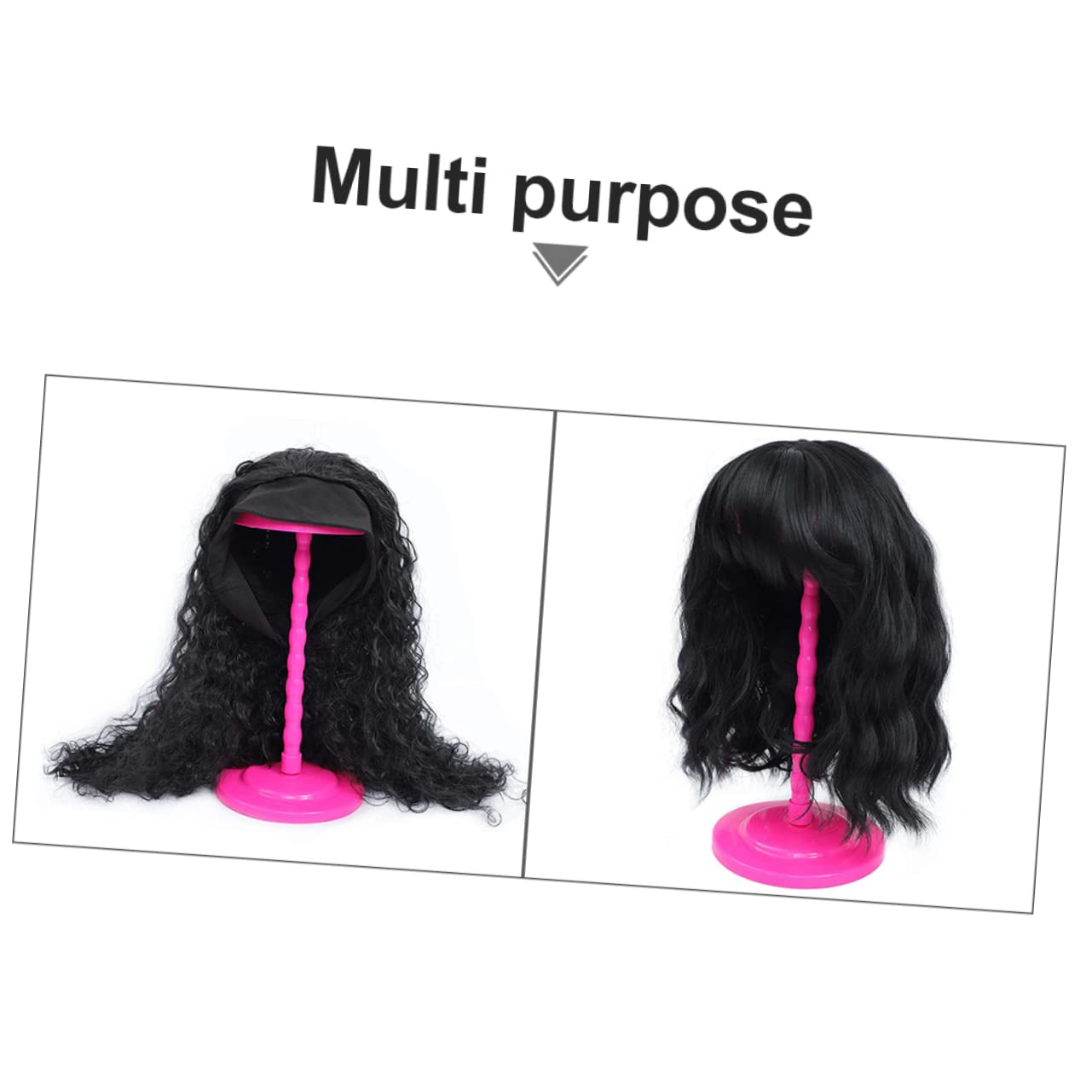 FRCOLOR 1pc Wig Stand Metal Holder Wig Rack Head Stand Support Tower Hair Head Mushroom Maniquin Hat Holder Cap Display Stand Model Portable Represent Plastic Travel - Image 4