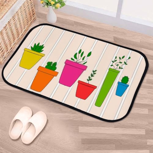 Nuansexi Bathroom Rugs Room Plants Cartoon Doodles. Floor Mats Non Slip Bathmat Doormat Tub Mat Coral Velvet Absorbent Entrance Carpet Mats Machine Washable Bedroom Decor