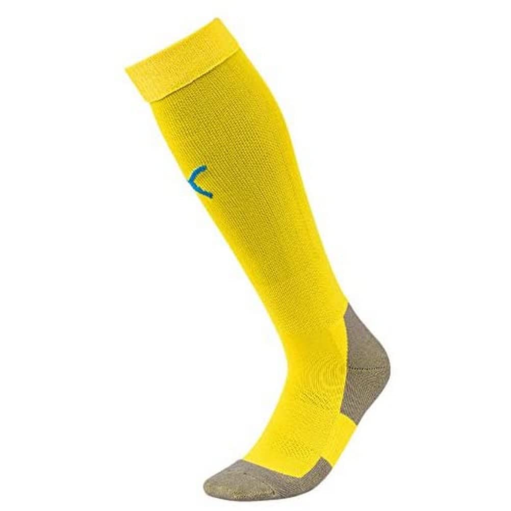 PUMA Unisex Team Liga Core Football Socks, Cyber Yellow-Electric Blue Lemonade, 3 EU