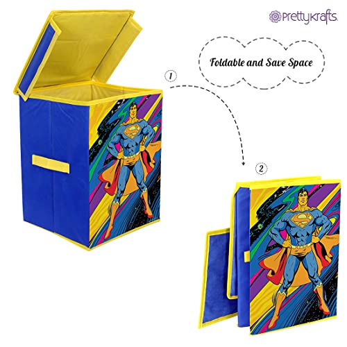 Image of Superman Rectangular Foldable Laundry Toy Organizer & Storage Box with Top Lid (Large, Blue- SBB SM1)