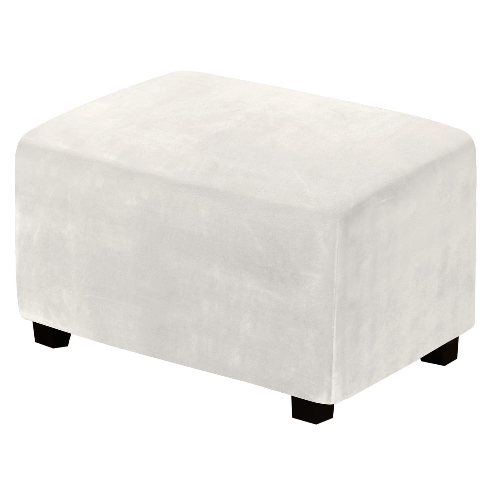 Housse de pouf en velours blanc extensible pour salon