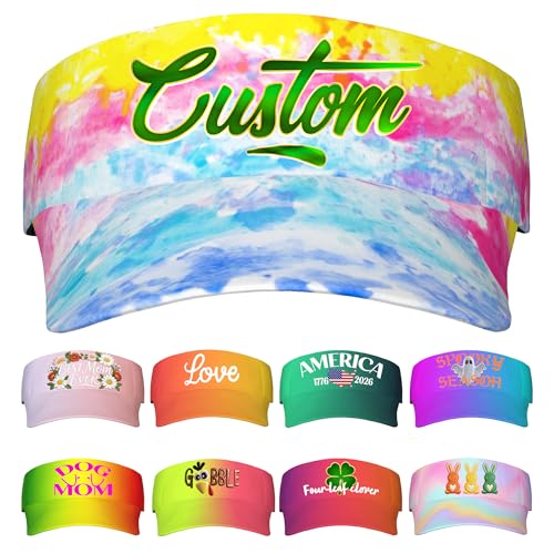 Image of Custom Visor Hat for Men Women Personalized Design Your Own Text Logo Adjustable Sport Baseball Cap