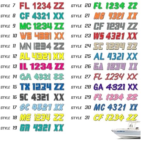 Boat Registration Numbers 2CL / 2 Pack/Custom State Registration Stickers/Vinyl Boat Decal Graphics Pair Registration Numbers Cover