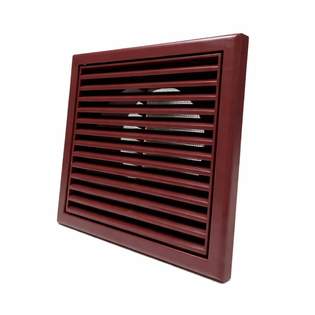 Vents Uk Cottage Red Vents 150Mm Fixed Blade Vent Grille With Fly Mesh – 185 X 185Mm Diameter Vent For Bathroom & Kitchen Ventilation