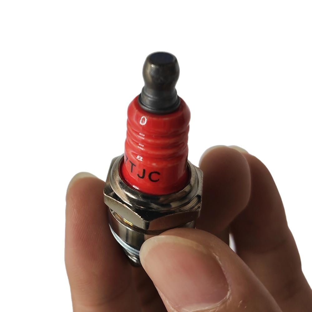 Lot de 2 bougies d'allumage tripolaire L7TJC haute, compatibles avec tronçonneuses, débroussailleuses et autres outils de jardin motorisés.
