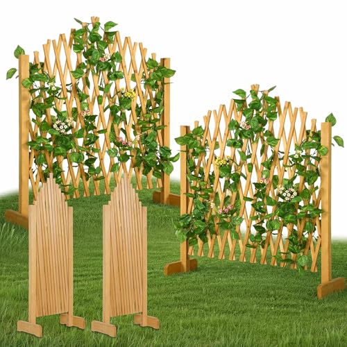GARDEBRUK® Celosía Extensible 2 uds. Madera hasta 200cm Plantas Trepadoras Enrejado Jardín Valla Separador Terraza