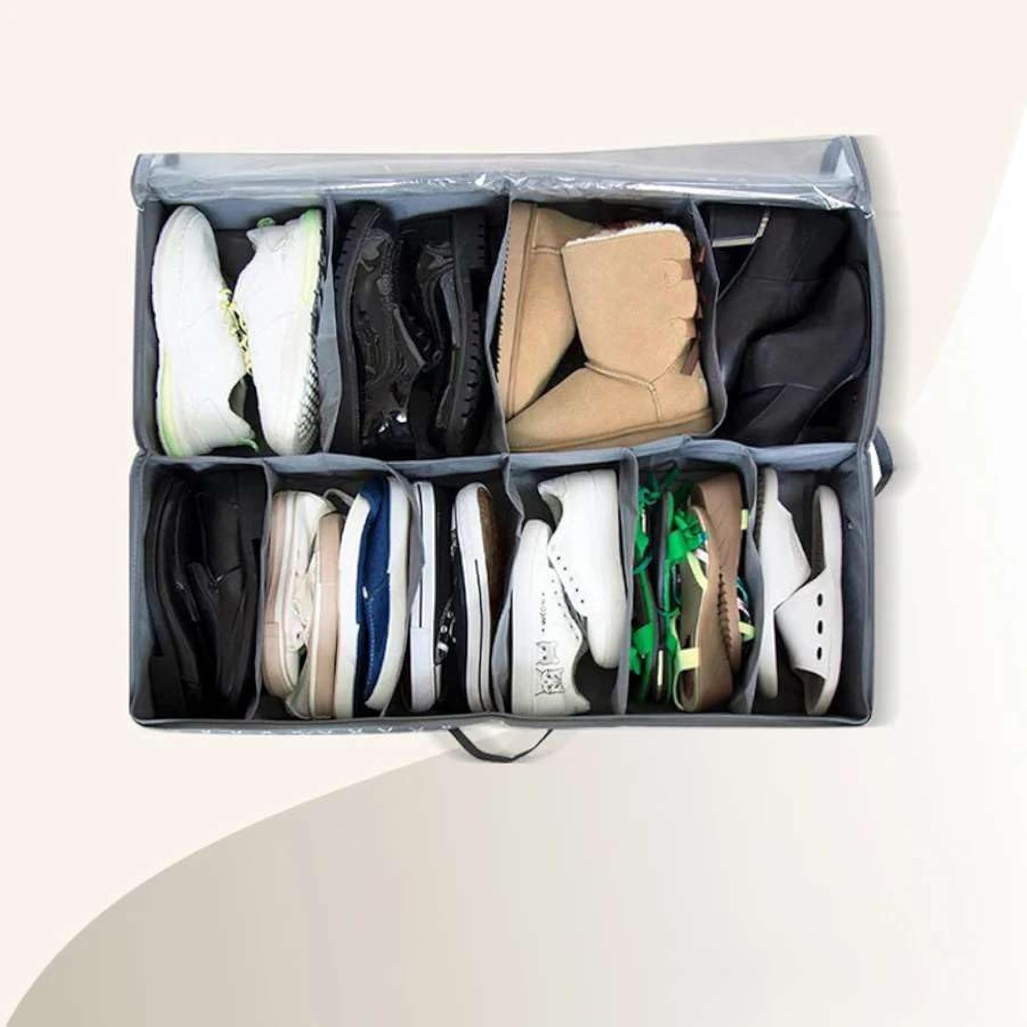 Breathable Under-Bed Shoe Storage Organizer with Clear Window