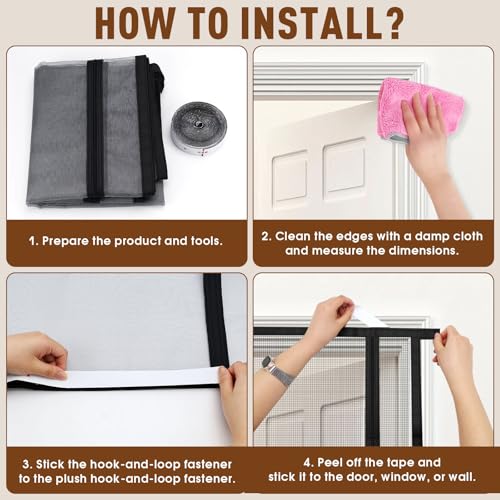 Tür Fliegengitter Balkontür Insektenvorhang Terrassentür Fliegengitter Ohne Bohren mit Reißverschluss Insektenschutz Fly Screen Door Katzengitter Fliegengittertür für Türen Balkon (90x200cm)