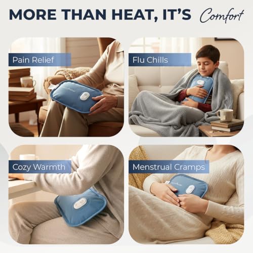 Image of HealthSense Electric Hot Water Bag for Pain Relief | Heating Pad & Hot Pack for Back, Shoulder, Knee & Period Pain | Heat Pad Electric with Fast 8-Min Heat-Up, 3rd Gen Charger, 8-Layer Protection, Ultra-Soft Fabric & Curve Design | Heat-Mate HB850