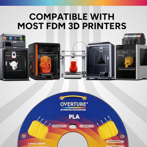 Image of OVERTURE High Speed PLA Filament 1.75mm, Neatly Wound 3D Printer Filament 1kg Spool (2.2lbs) Rapid PLA, Dimensional Accuracy + /- 0.02 mm, Fit Most FDM 3D Printers (Lemon Yellow)