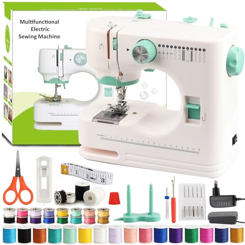 BRICH kleine nähmaschine für anfänger Tragbare Nähmaschine für Kinder mit 12 Stichen, zwei Geschwindigkeitsstufen und Fußpedal | Komplettes Zubehörset für Anfänger, Heimwerkerprojekte, Bastelarbeite