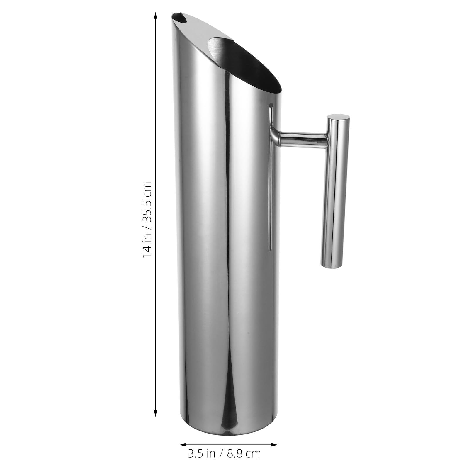 Jarra Capacidad de 2.0 L de Acero Inoxidable para Bebidas Frías Cuerpo Recto y Diseño Plata Adecuado para Reuniones Familiares y Uso Hogar