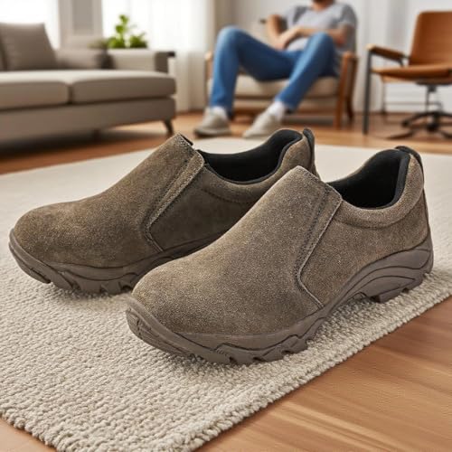 Image of Men's Leather Slip-on Shoes, Lightweight Comfortable Versatile Stylish Loafers with Steel Shank