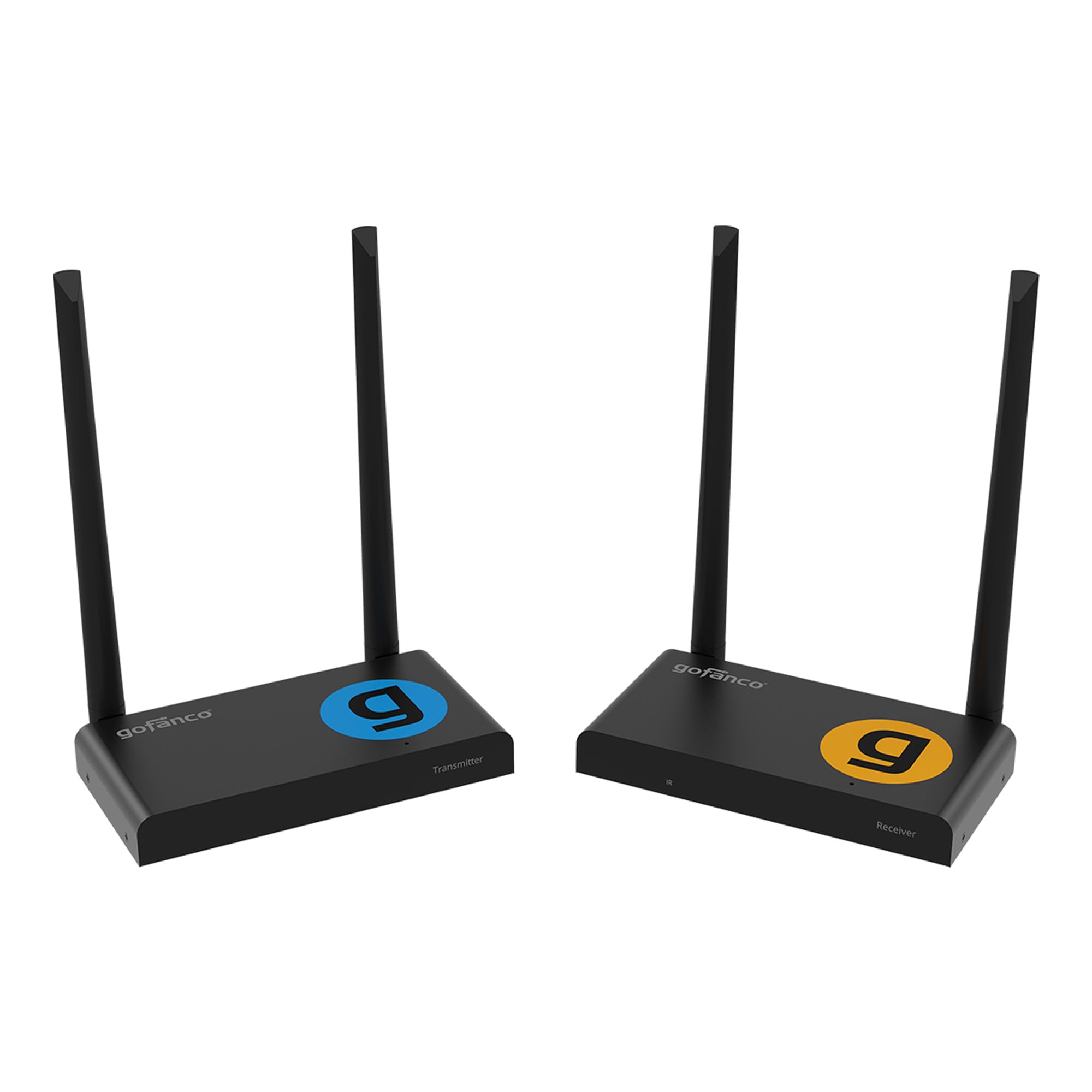 gofanco 1x4 1080p HDMI Wireless KVM Extender with IR, USB, and HDMI Loop-Out - Up to 492ft, 5GHz Wireless HDMI Extender Kit, Up to 4 Receivers, Dual