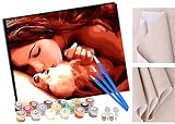 RUNPAW Peinture par numéros Kits fille qui dort avec un chien pour Adultes et Enfants Bricolage Peinture à l'huile numérique Toile Mur Art décoration de la Maison sans Cadre