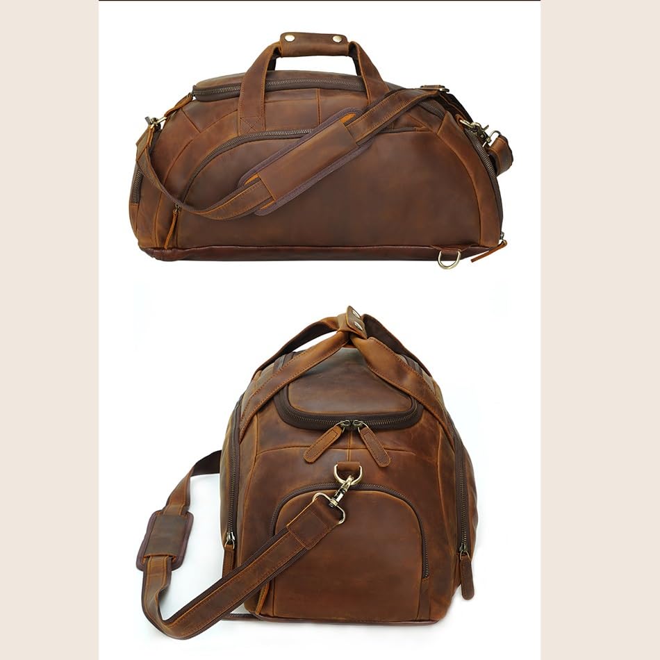 JSEIAJB Duffle Bags for Airplanes, & Weekender Bag with Shoe Compartment Mens Brown Overnight Garment Travel Luggage3