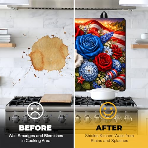 Image of Stove Top Covers for Electric Stove, Glass Stove Top Cover 28.5x20.5 in | Heat Resistant, Non-slip, Use on Electric or Ceramic Stove Protector, Dish Drying Mat, Floral Kitchen Decor