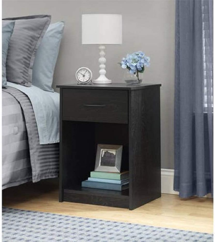 Set of 2 Nightstand MDF End Tables Pair Bedroom Table Furniture Multiple Colors (Black)