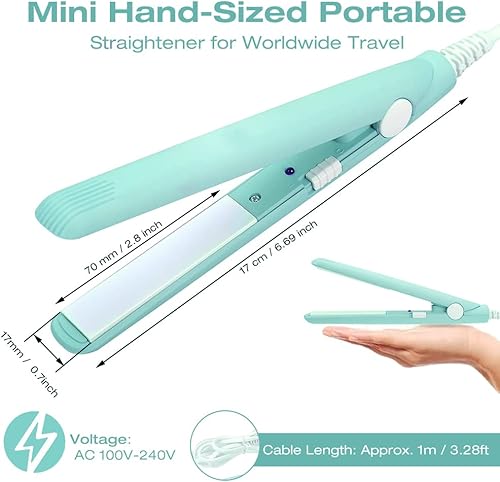 Miniatura 4 de Mini alisador y rizador de pelo 2 en 1, rizador de calor con placa de turmalina de cerámica, rizador de calor con placa de turmalina de cerámica