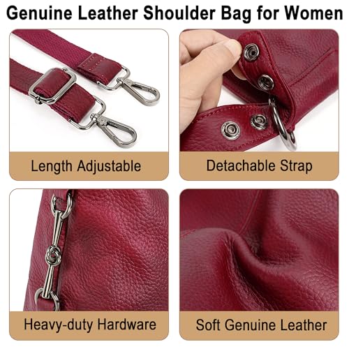 Image of YALUXE Women's Real Leather Shoulder Bags Hobo Handbag Purse Crossbody Bag