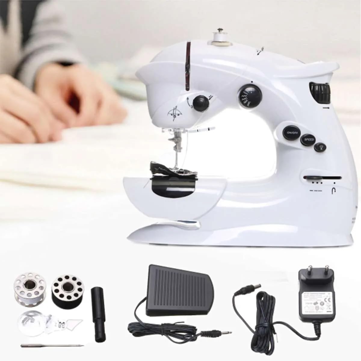 KLACK Máquina de Coser Doméstica 7 Puntadas Doble Hilo