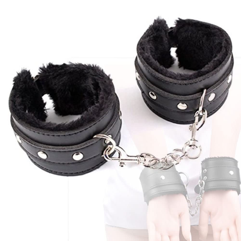Coppia di Manette in Pelle con Cinturino da Polso Regolabile