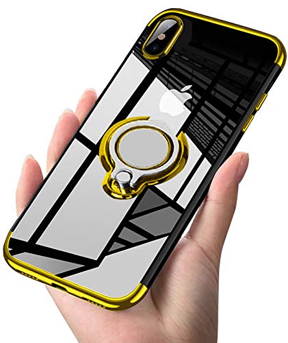 ATUSIDUN Designed for iPhone X/iPhone Xs Case Clear 5.8 Slim 360° Adjustable Ring