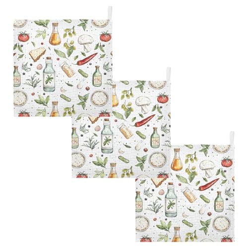 vvfelixl Cartoon Kitchen Ingredients Baby Burp Cloths Baby Muslin Washcloths for Boys Girls Cotton Babys Face Towel for Newborn Infants Soft and Absorbent 11.8 X 11.8 in, 5 Pack2
