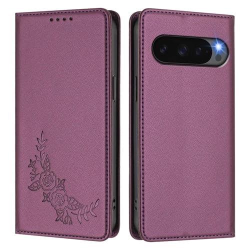 Étui Google Pixel 5A violet foncé housse portefeuille en cuir à rabat