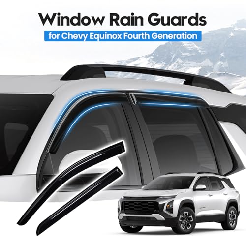 Image of Equinox Rain Guards - Window Visors for Chevrolet Chevy Equinox 2025 2026(Not for EV), Out-Channel Side Window Rain Guards for Equinox Accessories, 4PCS, Black, Car Accessories