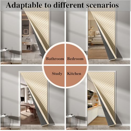 Rideau de porte thermique isolant phonique et coupe-vent beige - 7