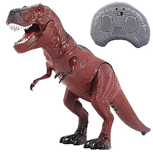 NiGHT LiONS TECH RC Remote Control Walking Dinosaur Toy Light Up Eyes and Roaring Kids Birthday Gift