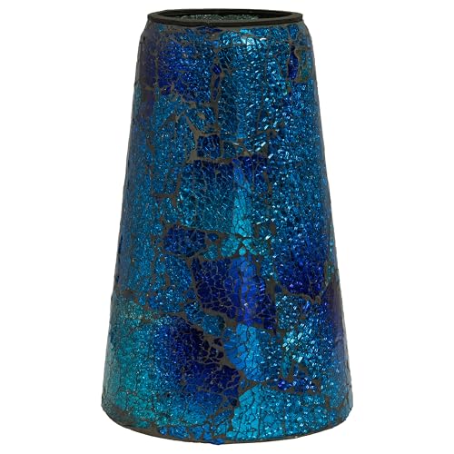 Sunnydaze Glass Gazing Ball Stand for Gazing Globes - Outdoor Mosaic Sphere Holder & Pedestal for Backyard or Patio Decoration - Deep Ocean Swirl