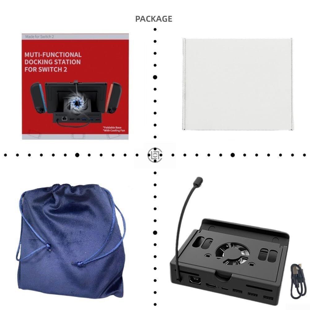 Estación de acoplamiento para Nintendo Switch, altura ajustable con USB 3 0 y ventilador de refrigeración para jugadores