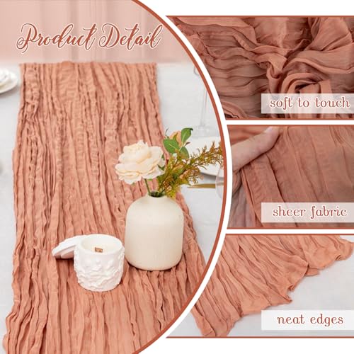 6 Pack Dusty Pink Cheesecloth Table Runner 120 Inch Boho Gauze Table Runner, Rustic Sheer Cheese Cloth Fabric Table Runners for Parties, Baby Shower, Birthday and Weddings by Fwxdbwyl - Image 2