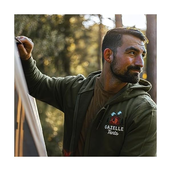 Gazelle Tents Off Road Zip-Up Hoodie, Unisex, Tough Cotton French Terry Knit, Oak Moss, 42740 - Image 6