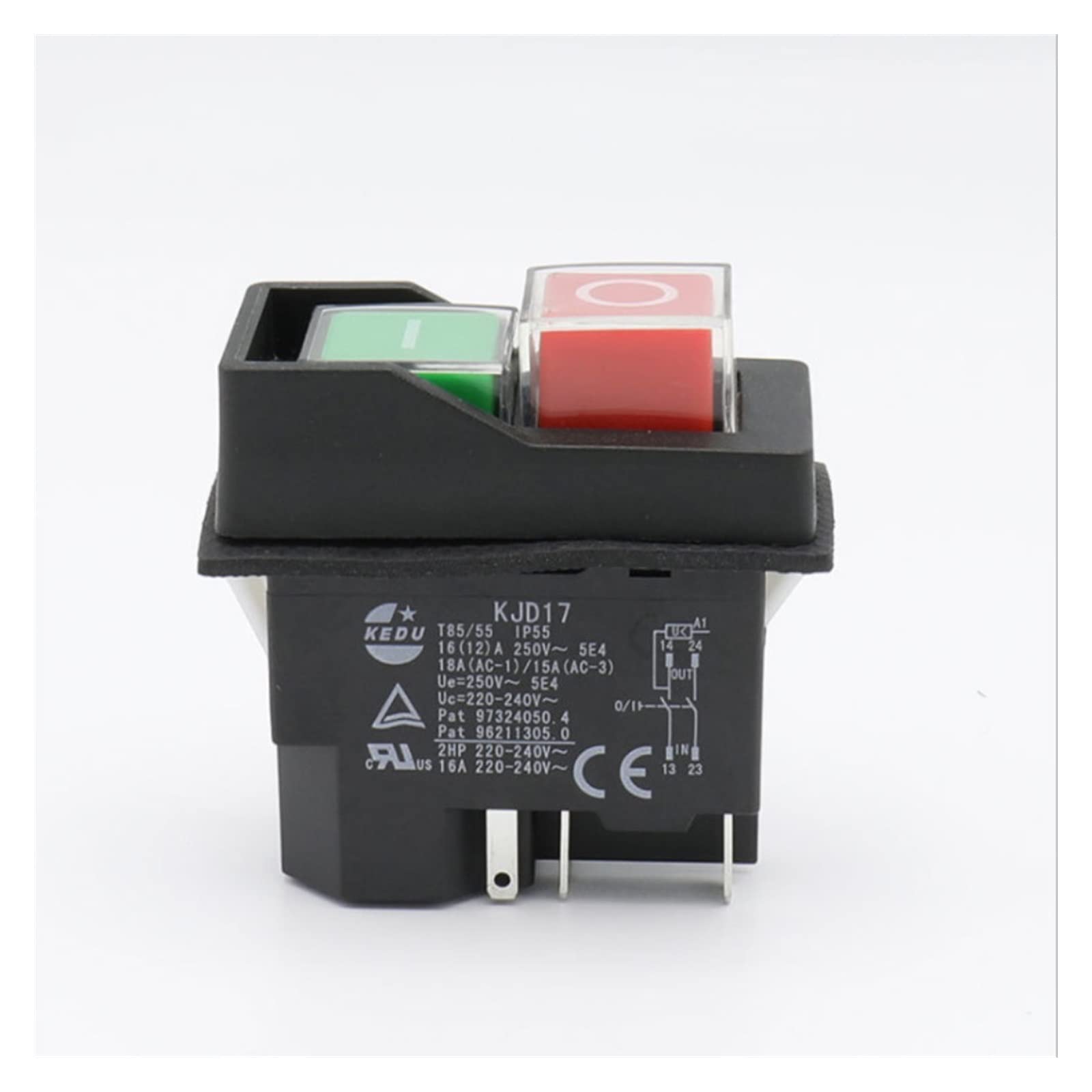 Botón de Interruptor de Encendido KJD17 5 Pines Interruptores de botón de Arranque electromagnético 16A AC250V IP55 Máquina Impermeable Equipo de Herramientas de jardín Interruptor de Seguridad