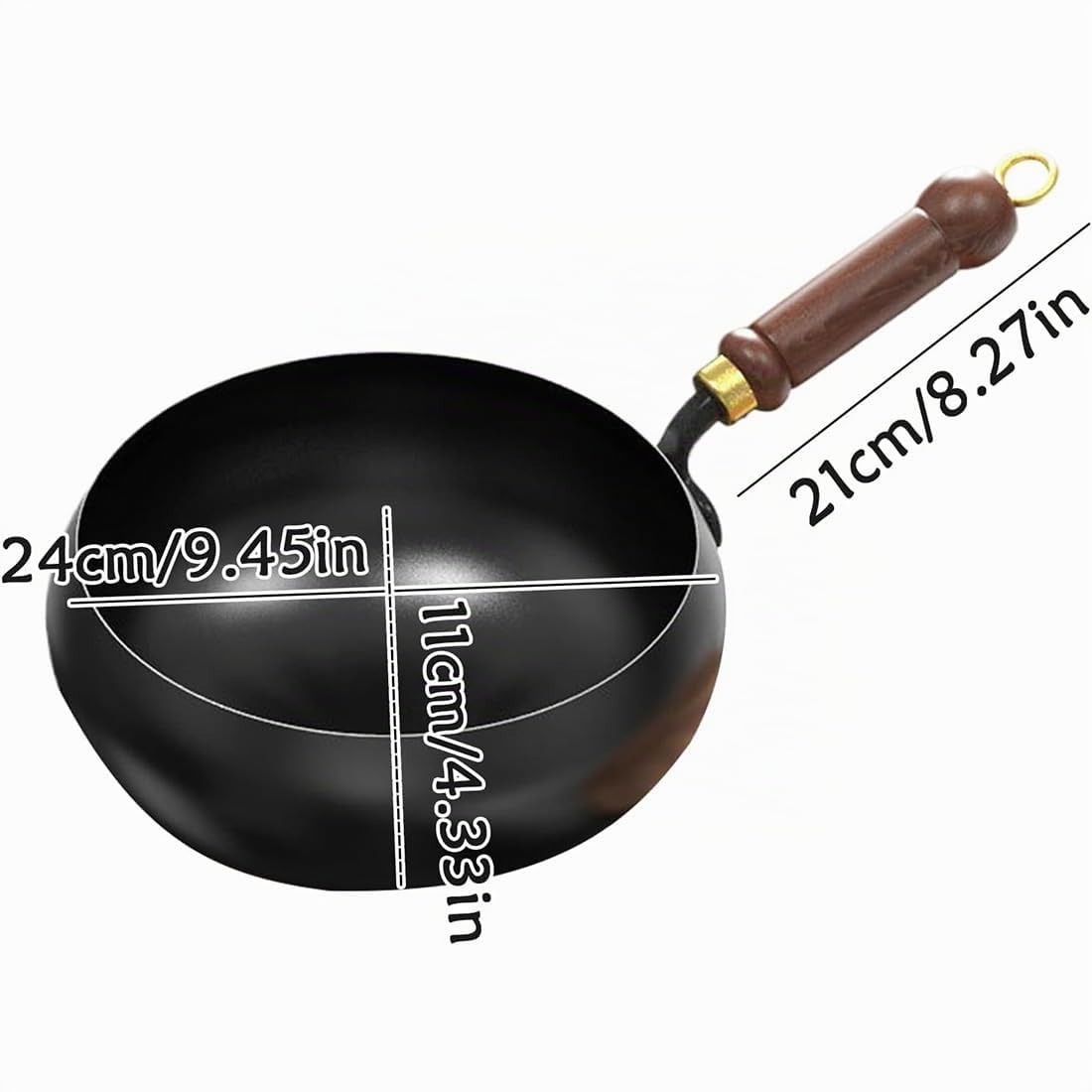 Japanische Eisenpfanne, Eisenpfanne Ohne Beschichtung, 24/26/28cm Biennll Eisenpfanne, Japanische Eisenpfanne Mit Holzdeckel füR Gasherd Und Induktionsherd (28cm)