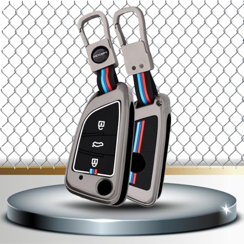 Image of KEYCEPT Metal Alloy Key Cover Compatible with Universal ZS EV, MG Astor with smart Key with Keychain (Short Keychain).