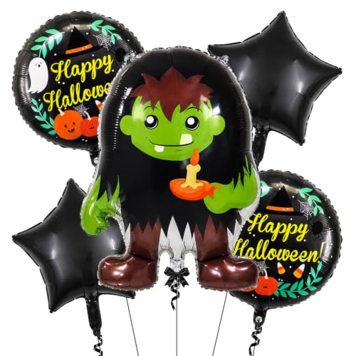 Image of 5 pcs Halloween Theme Foil Balloons, for Halloween Decorations