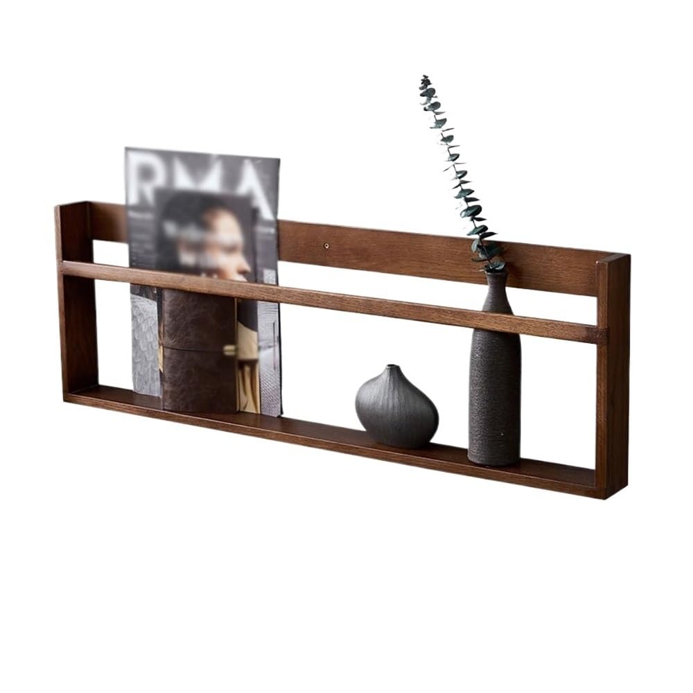 Gablota wystawowa Prostokątny regał montowany na ścianie, z drewnianymi ozdobnymi półkami książki, do stojaka wystawowego Office Home Organizer(L60xW7xH30 cm)
