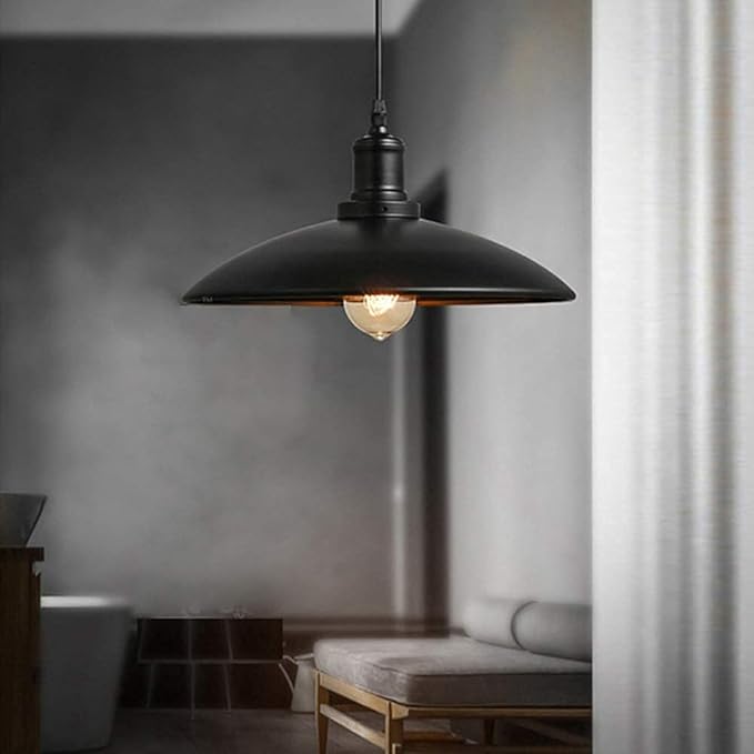 WHLMYH Kroonluchters Plafond Licht, E27 Ceiling Lighting Kit, Metal Lampenkap Opknoping Licht, Suspension Lampen Voor De Keuken Island Loft Restaurant Cafe Bar,Black