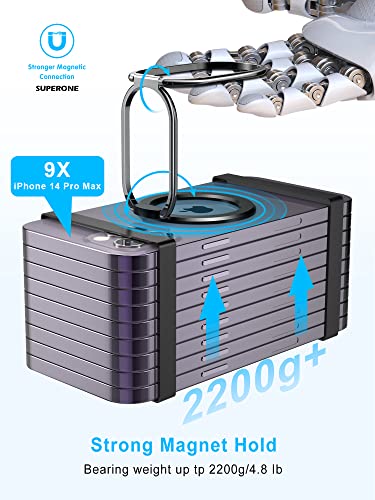 【2023 Upgraded】 Mag Safe Phone Ring Holder, Superone Adjustable Magnetic Kickstand & Removable Phone Grip Compatible With Wireless Charging Only For Iphone 14 & 13 & 12 Series - Black #TOP2