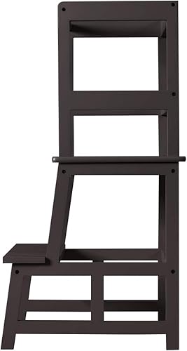 Miniatura 9 de Costzon Taburete de cocina para niños con riel de seguridad, taburete de cocina para niños pequeños con construcción de bambú macizo, soporte para