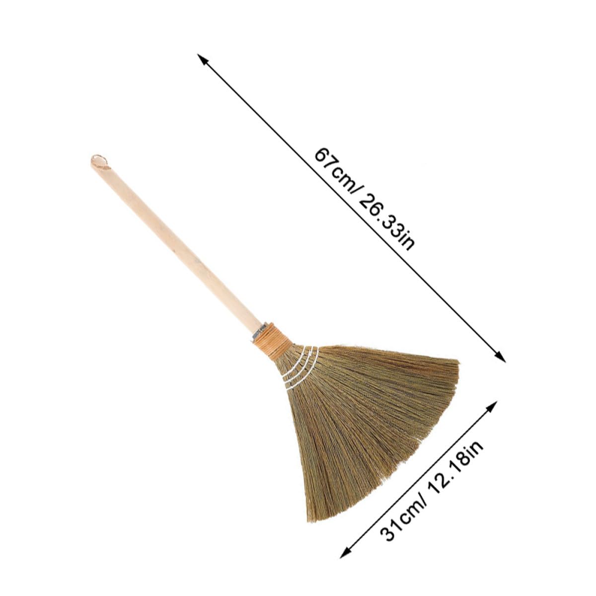Gadpiparty Scopa Setole Morbide con Manico in Legno in Miscanthus Intrecciato e Design Smontabile per Pulizia di Polvere e Detriti in Soggiorno e Cortile