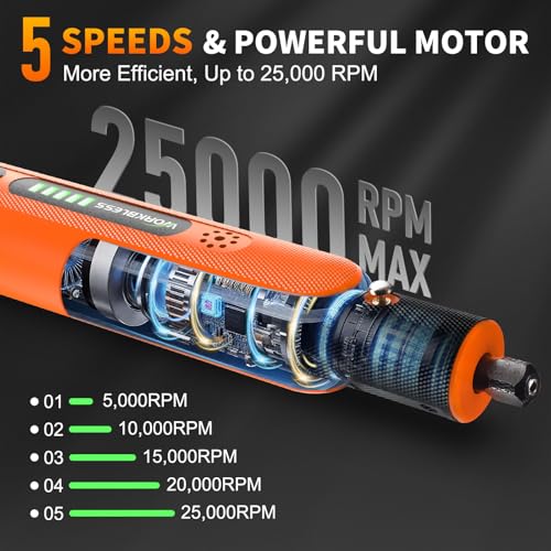 Image of Cordless Rotary Tool: 8V Rotary Tool Kit 103pcs Accessories - Electric Mini Power Rotary Tool for Polishing, Grinding, Cutting, Engraving, 5-Speed, Max 25000RPM, USB-C Charging