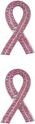 Breast Cancer Awareness Pink Ribbon Rhinestone Brooch Pins, Faith Hope Love Fight Pray Lapel Pins, Pink Crystal Support Jewelry for Women