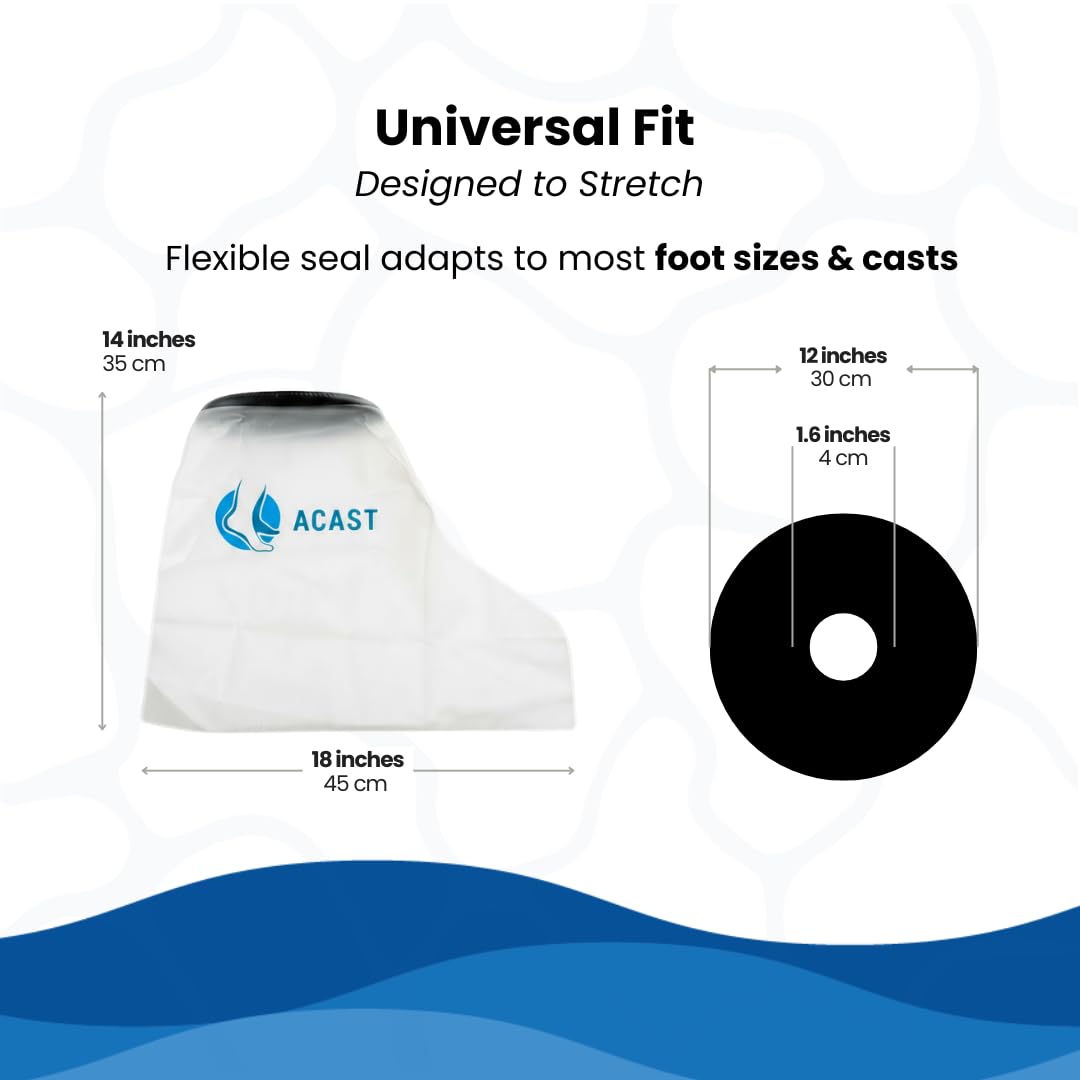 ACAST Waterproof Foot Cast Cover for Shower | Reusable Cast Protector for Plaster & Dressings | Secure No-LeakSeal | Easy Slip-On Bathing & Shower Protection | Comfortable Adult Design